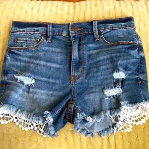 Mudd crochet denim shorts